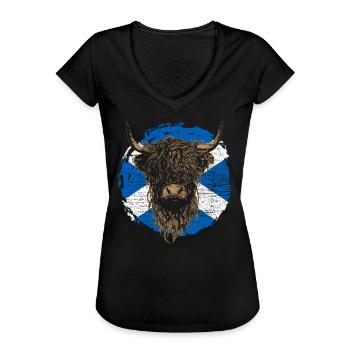 schottischer Hochländer Hochland Rind Highland Kuh - Frauen Vintage T-Shirt - Schwarz - Vorne - Danielle (179cm)