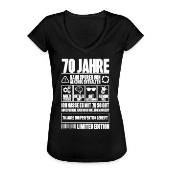70. Geburtstag Männer Frauen Lustig 70 Jahre - Frauen Vintage T-Shirt - Schwarz - Vorne