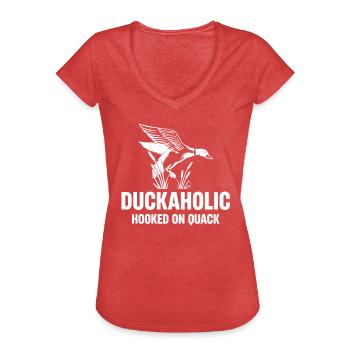 Duckaholic Accro Au Charlatan Drôle - T-shirt vintage Femme - rouge chiné - Devant - Danielle (179cm)