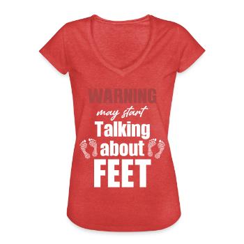 Warning may start talking about feet - Women's Vintage T-Shirt - heather red - Front - Danielle (179cm)