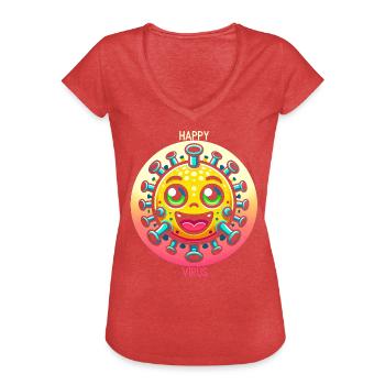Joyeux délice du virus - T-shirt vintage Femme - rouge chiné - Devant - Danielle (179cm)