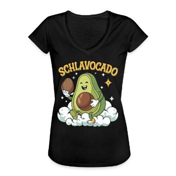 Schlavocado Avocado Offizielles Schlafshirt Schlaf - Frauen Vintage T-Shirt - Schwarz - Vorne