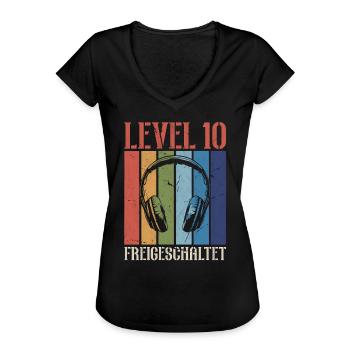 10. Geburtstag 10 Jahre Level 10 Video Gamer - Frauen Vintage T-Shirt - Schwarz - Vorne - Danielle (179cm)
