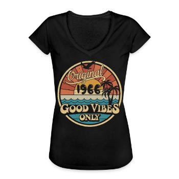 Original 1966 Vintage 1966 Birthday Retro 1966 - Women's Vintage T-Shirt - black - Front - Danielle (179cm)