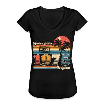 50e anniversaire 50 ans Né 1975 Homme Femme - T-shirt vintage Femme - noir - Devant