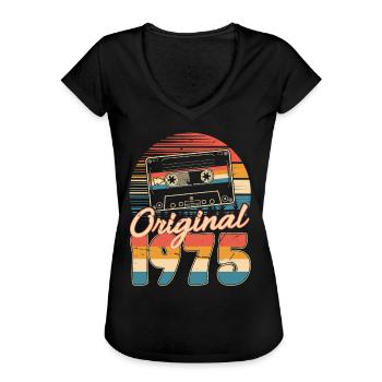 50e anniversaire 50 ans Né 1975 Homme Femme - T-shirt vintage Femme - noir - Devant