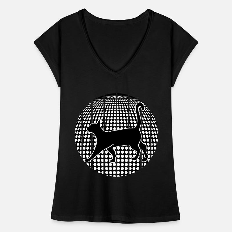 Schwarze Katze Frauen Vintage T-Shirt