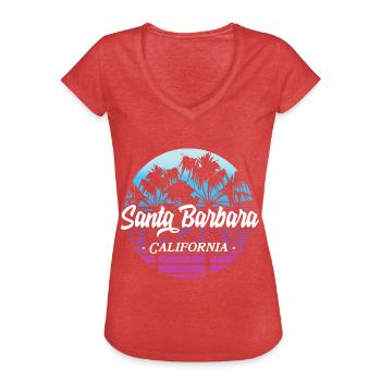 Santa Barbara California Sonnenuntergang Retro - Frauen Vintage T-Shirt - Rot meliert - Vorne - Danielle (179cm)