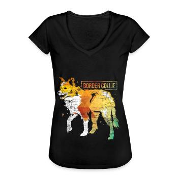 Border Collie polygon - Frauen Vintage T-Shirt - Schwarz - Vorne - Danielle (179cm)
