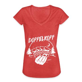 Doppelkopf Geschenk - Frauen Vintage T-Shirt - Rot meliert - Vorne - Danielle (179cm)