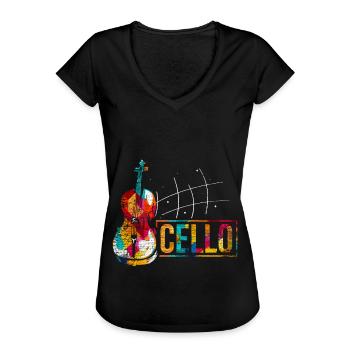 Cello Geschenk - Frauen Vintage T-Shirt - Schwarz - Vorne - Danielle (179cm)