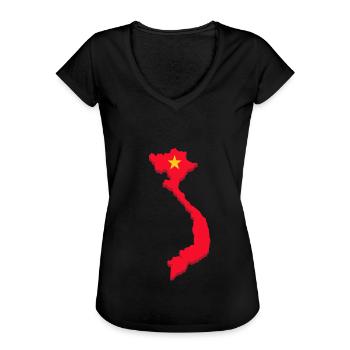 Viêt-Nam - T-shirt vintage Femme - noir - Devant - Danielle (179cm)