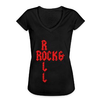 Rock and Roll - Frauen Vintage T-Shirt - Schwarz - Vorne - Danielle (179cm)