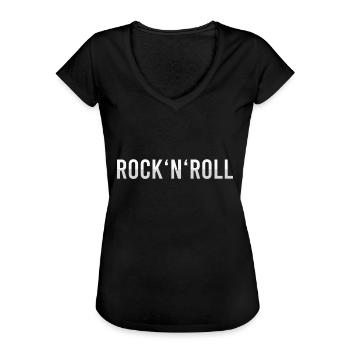 Rock n Roll - Frauen Vintage T-Shirt - Schwarz - Vorne - Danielle (179cm)