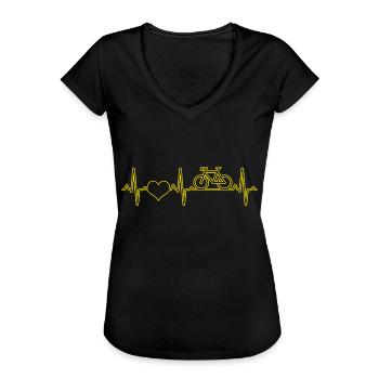 Fahrrad Herzschlag - Frauen Vintage T-Shirt - Schwarz - Vorne