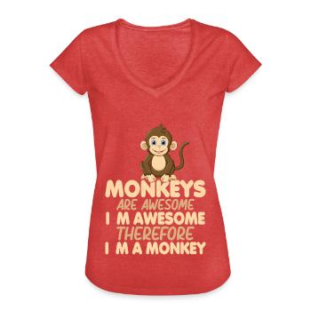 Flying Monkeys - Frauen Vintage T-Shirt - Rot meliert - Vorne - Danielle (179cm)