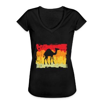 Dromadaire rétro - T-shirt vintage Femme - noir - Devant - Danielle (179cm)
