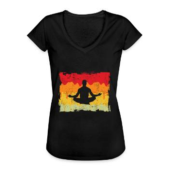 Yoga Meditation Retro - Women's Vintage T-Shirt - black - Front - Danielle (179cm)