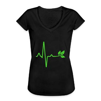 Veganer Vegetarier Herzschlag - Frauen Vintage T-Shirt - Schwarz - Vorne - Danielle (179cm)
