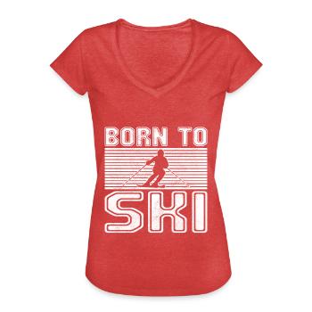 Ski - T-shirt vintage Femme - rouge chiné - Devant - Danielle (179cm)