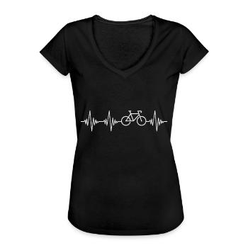 Fahrrad Herzschlag - Frauen Vintage T-Shirt - Schwarz - Vorne