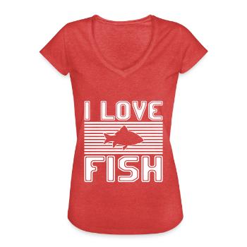 I love fish - Women's Vintage T-Shirt - heather red - Front - Danielle (179cm)