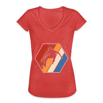 Skate Retro - Frauen Vintage T-Shirt - Rot meliert - Vorne - Danielle (179cm)