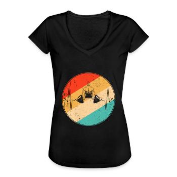 Musculation rétro battement de cœur - T-shirt vintage Femme - noir - Devant - Danielle (179cm)