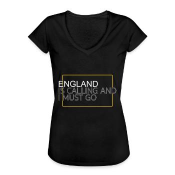 Angleterre Dicton - T-shirt vintage Femme - noir - Devant - Danielle (179cm)