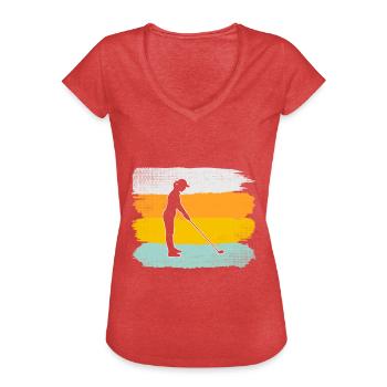 Golf Retro - Frauen Vintage T-Shirt - Rot meliert - Vorne - Danielle (179cm)