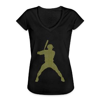 Base-ball - T-shirt vintage Femme - noir - Devant - Danielle (179cm)