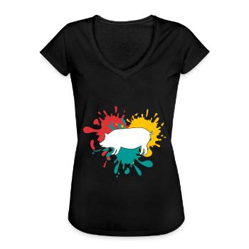Cochon - T-shirt vintage Femme - noir - Devant - Danielle (179cm)