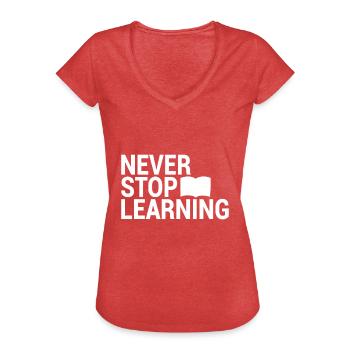 Apprendre à dire - T-shirt vintage Femme - rouge chiné - Devant - Danielle (179cm)