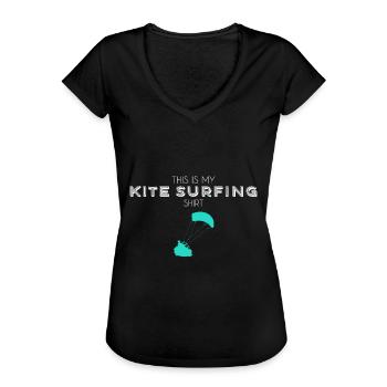 Kite Surfing Shirt - Frauen Vintage T-Shirt - Schwarz - Vorne - Danielle (179cm)
