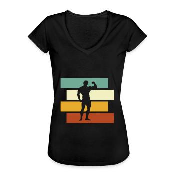 Body building Retro - Women's Vintage T-Shirt - black - Front - Danielle (179cm)