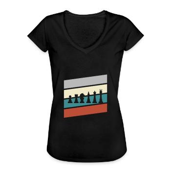 Chess Retro - Women's Vintage T-Shirt - black - Front - Danielle (179cm)