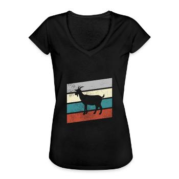 Goat Retro - Women's Vintage T-Shirt - black - Front - Danielle (179cm)