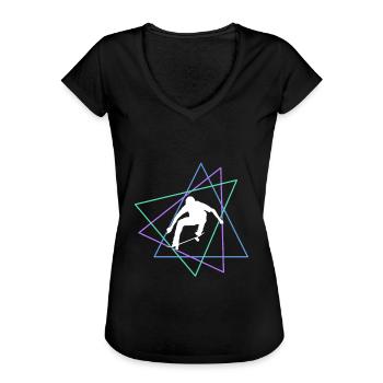 Patinage - T-shirt vintage Femme - noir - Devant - Danielle (179cm)