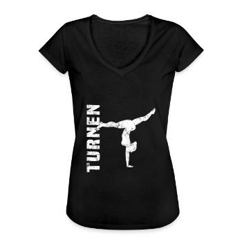 Turnen - Frauen Vintage T-Shirt - Schwarz - Vorne - Danielle (179cm)