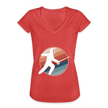 Fechten Retro - Frauen Vintage T-Shirt - Rot meliert - Vorne - Danielle (179cm)
