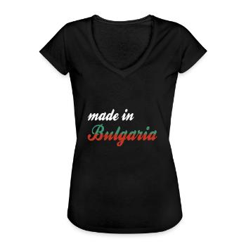 Fabriqué en Bulgarie - T-shirt vintage Femme - noir - Devant - Danielle (179cm)