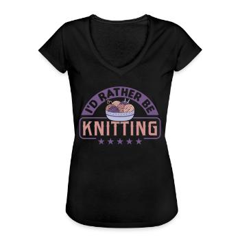 Handarbeit Stricken lustiger Strick Spruch - Frauen Vintage T-Shirt - Schwarz - Vorne - Danielle (179cm)