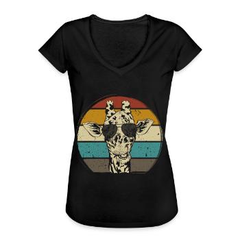 Girafe rétro vintag Zoo Africa Safari - T-shirt vintage Femme - noir - Devant - Danielle (179cm)
