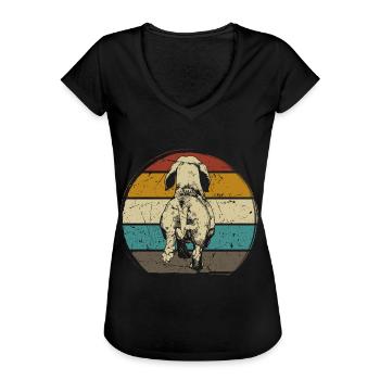 Dackel Hund Zeichnung von hinten Hund retro vintag - Frauen Vintage T-Shirt - Schwarz - Vorne - Danielle (179cm)