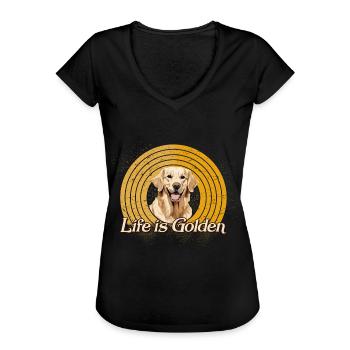 Golden Retriever Labrador La vie du chien est en or - T-shirt vintage Femme - noir - Devant - Danielle (179cm)