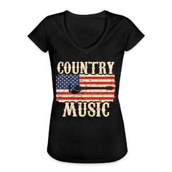 Country music guitar - Women's Vintage T-Shirt - black - Front