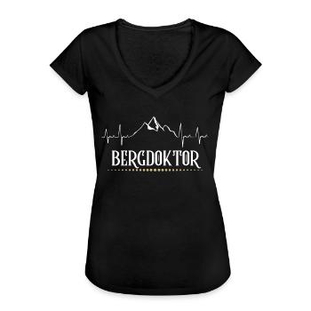 Bergdoktor Pulsschlag Berg Geschenkidee - Frauen Vintage T-Shirt - Schwarz - Vorne - Danielle (179cm)