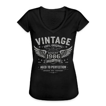Né en Août 1986, Construit Août 1986 - August 1986 - T-shirt vintage Femme - noir - Devant