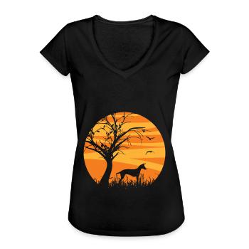 Podenco Canario Sonnenaufgang - Frauen Vintage T-Shirt - Schwarz - Vorne - Danielle (179cm)