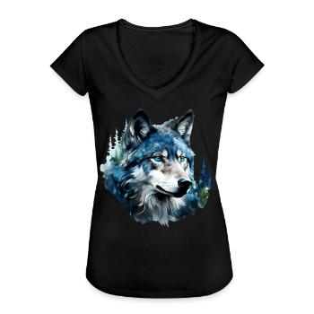 Wolf - Frauen Vintage T-Shirt - Schwarz - Vorne - Danielle (179cm)